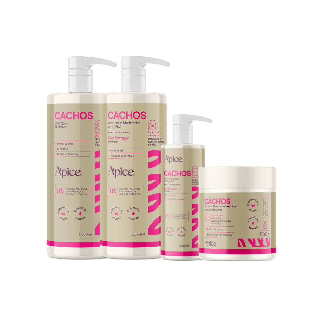 Kitão Cachos Essence - Shampoo, Ativador, Gelatina e Máscara (4 ITENS)