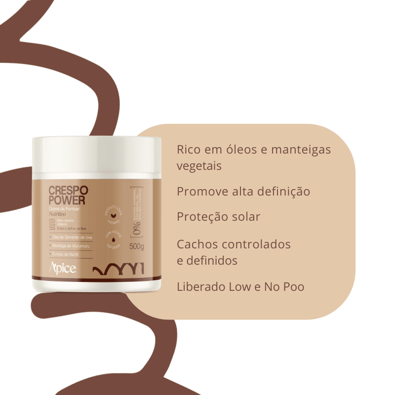 Kit Crespo Power Frizz Zero – Hair Balm, Gelatina e Creme de Pentear