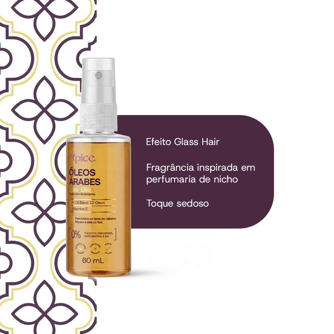Kit Glass Hair com Reconstrução - Shampoo em óleo, Máscara, Sérum e Óleo árabe