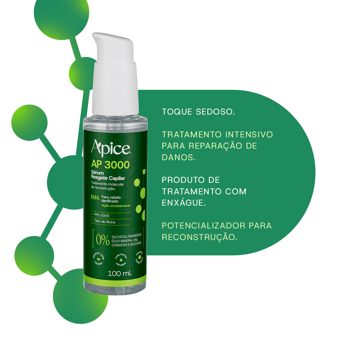 Kit Reconstrução com Brilho - Shampoo em óleo, Máscara AP3000 e Sérum AP3000