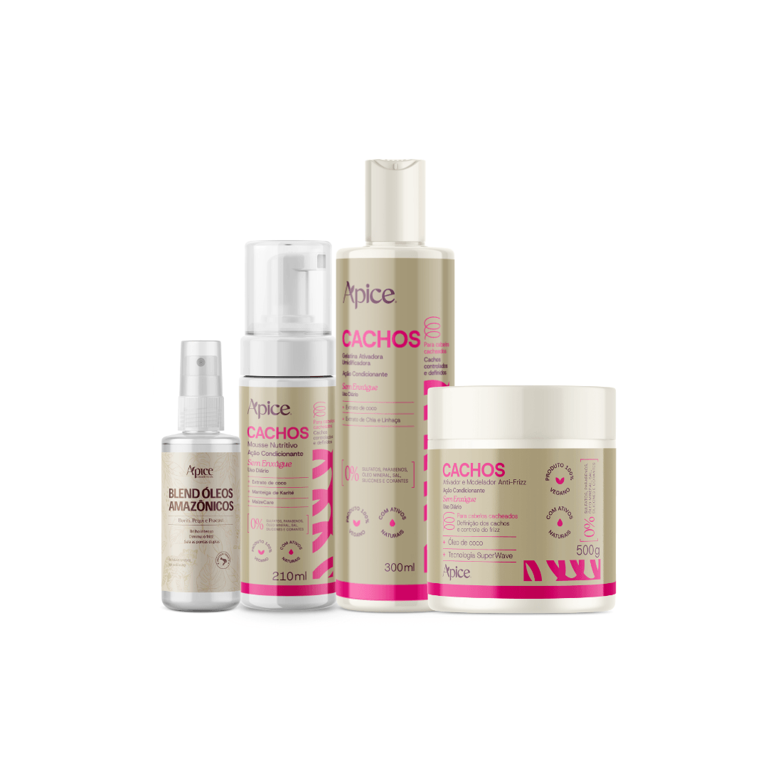 Kit Cachos Essence - Ativador, Gelatina, Mousse e Óleo (4 itens)