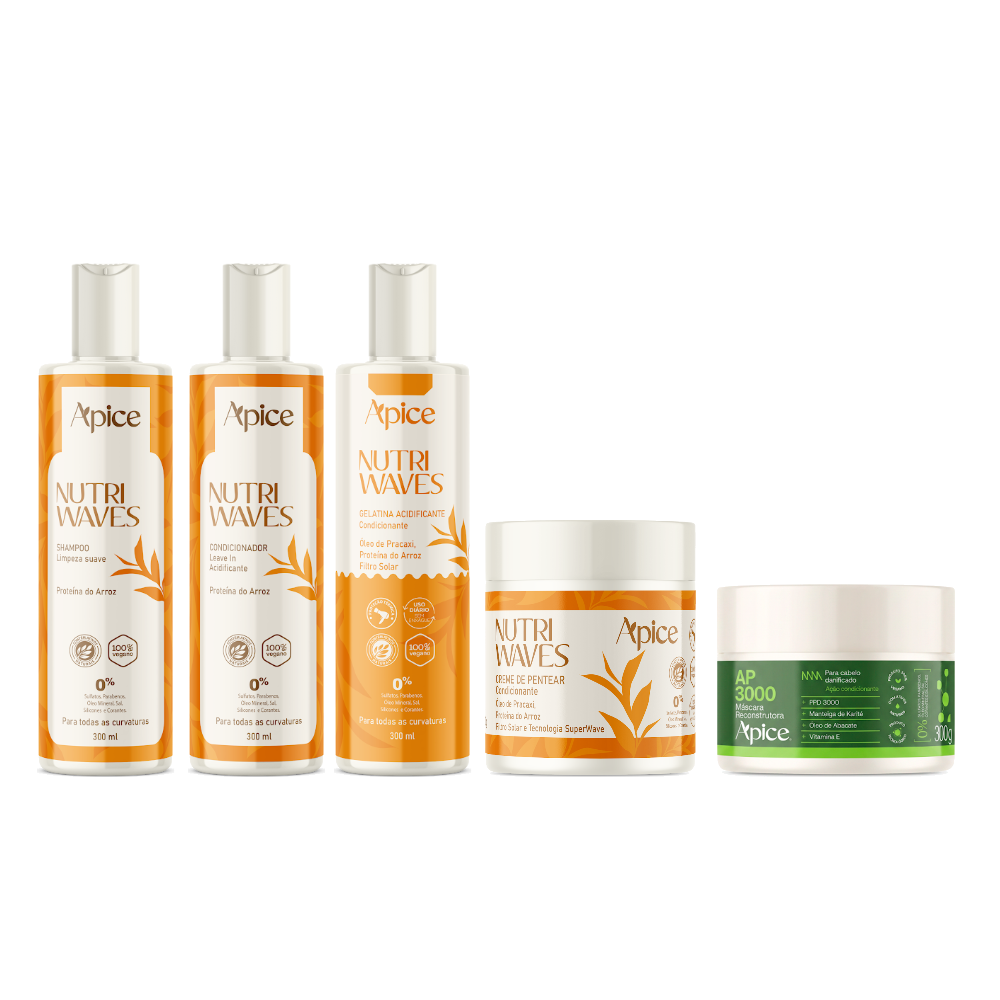 Kit Ondulada Reconstruída - Shampoo, Condicionador, Gelatina, Máscara AP3000 e Creme de Pentear (5 ITENS)