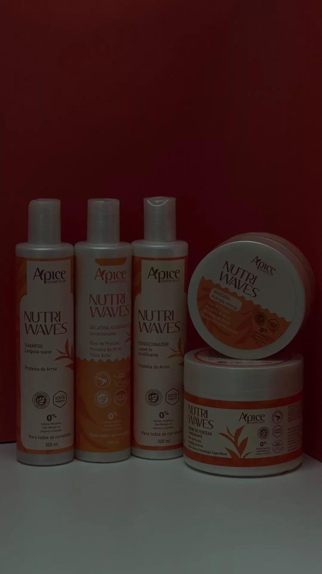 Kit Onduladas Nutri Waves - Shampoo, Condicionador, Gelatina, Máscara e Creme de Pentear (5 ITENS)